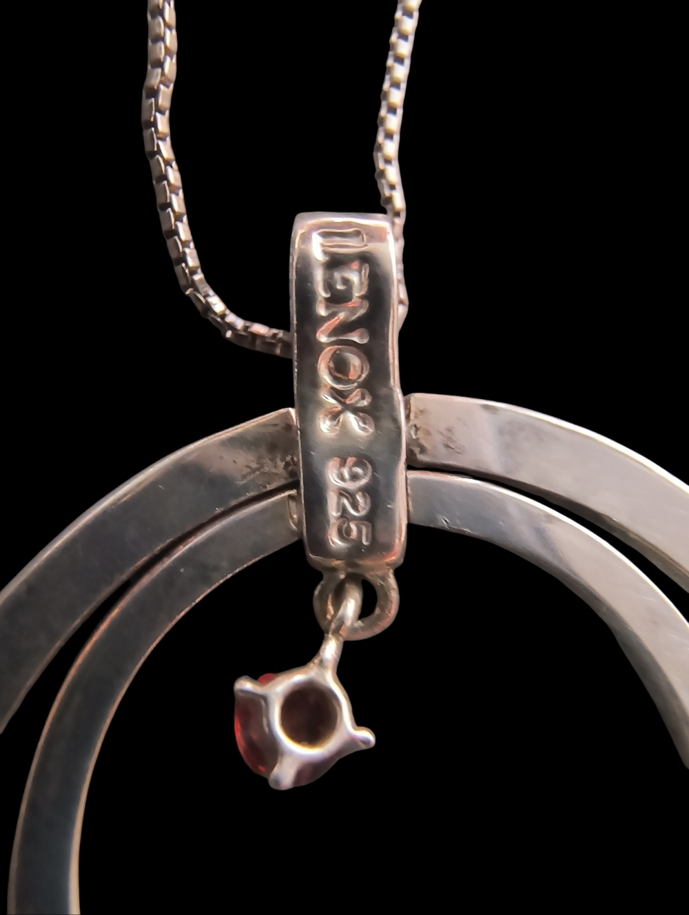 Vintage Lenox Ruby, Garnet And Sterling Silver Pendant Necklace - Picture 7 of 9